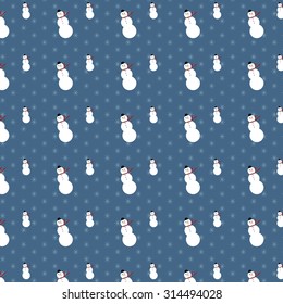 Snowmen Pattern With Gentle Snowflakes Background