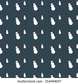Snowmen Pattern With Gentle Snowflakes Background