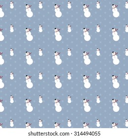 Snowmen Pattern With Gentle Snowflakes Background