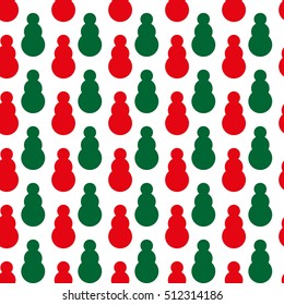 Snowmen pattern red and green  on white background