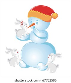 snowmen and rabbit