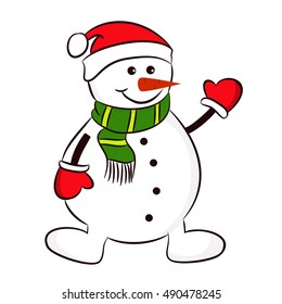 Snowmen with red hat and scarf 