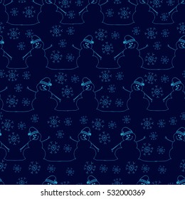 Snowmen seamless pattern.