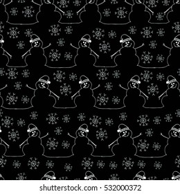 Snowmen seamless pattern.