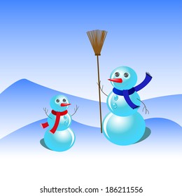 Snowmen in the snow