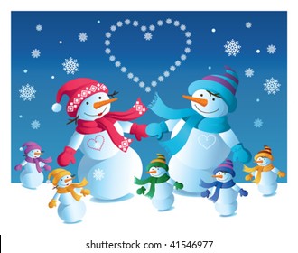 snowmen and snow kids