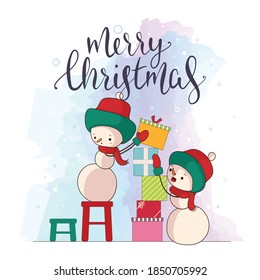 snowmen and the stack of gifts