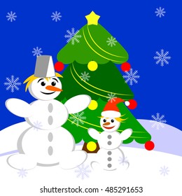 Snowmen under the Christmas tree