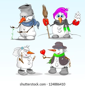 snowmen in winter