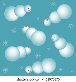 Snowmen winter vector pattern
