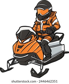 Snowmobile Adventure in Winter Gear
