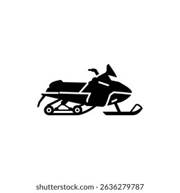 Snowmobile angled side profile on white background for winter sports