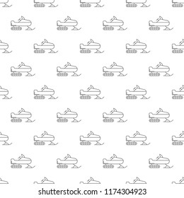 Snowmobile background from line icon. Linear vector pattern. Vector illustration