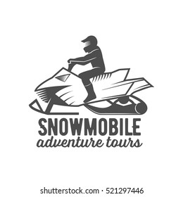 Snowmobile badge logo icon and design elements. Winter sports. Retro logotype design.