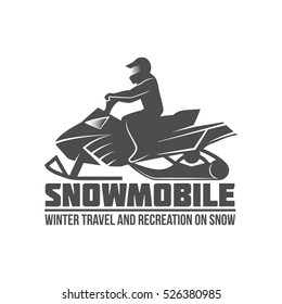 Snowmobile badge logo icon and design elements. Winter sports. Retro logotype design.