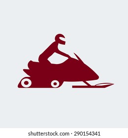 Snowmobile with driver. Extreme sports icon. Vector illustration eps 8.