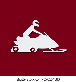 Snowmobile with driver. Extreme sports icon. Vector illustration eps 8.