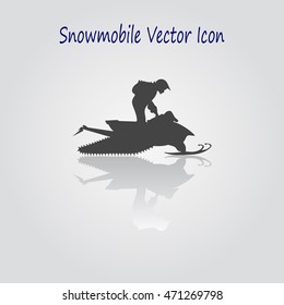 Snowmobile emblem. Snowmobile vector illustration. Men riding  a snowmobile on a frozen lake. Person riding a snowmobile. Web sites and print projects. Snowmobile sticker.