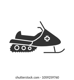 Snowmobile glyph icon. Motor sled. Silhouette symbol. Negative space. Vector isolated illustration