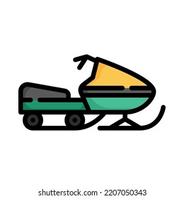 Snowmobile icon. Filled outline design. Snowmobile isolated on a white background. Extreme sport adventure. For presentation, graphic design. Vector Illustration.