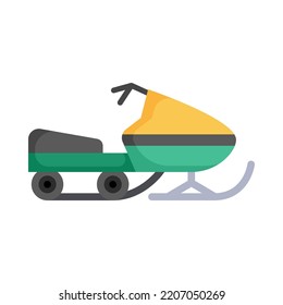 Snowmobile icon. Flat design. Snowmobile isolated on a white background. Extreme sport adventure. For presentation, graphic design. Vector Illustration.