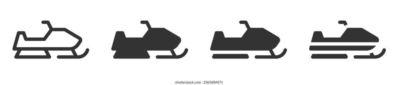 Snowmobile icon set. Vector illustration.
