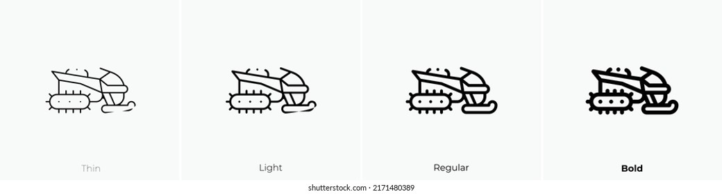 snowmobile icon. Thin, Light Regular And Bold style design isolated on white background