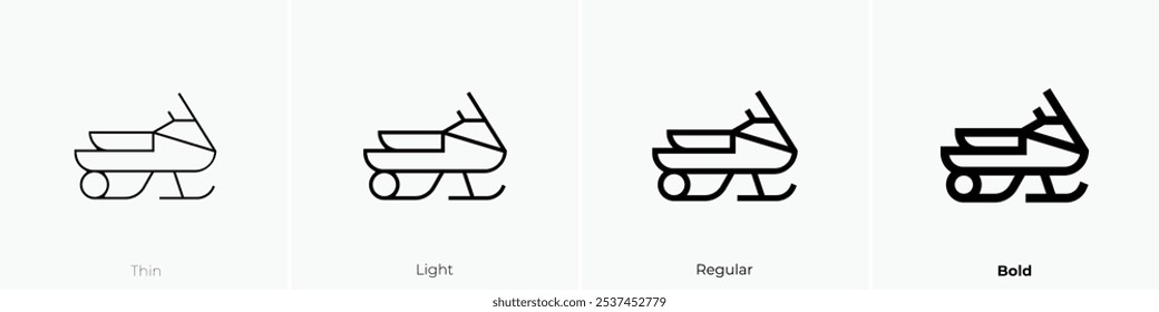 snowmobile icon. Thin, Light Regular And Bold style design isolated on white background