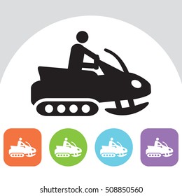 Snowmobile icon.  Vector icon.