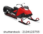 Snowmobile isolated on the white background. Vector illustration