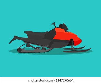 Snowmobile isolated. Vector flat style illustration