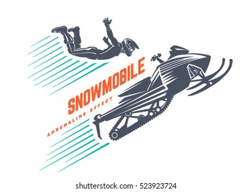 Snowmobile jumping. Sport emblem