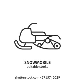 Icono de línea de moto de nieve. Elemento de contorno para deportes de invierno, viajes, transporte y diseño de Ocio. Símbolo delgado del vehículo para la aplicación, Sitio web. Ilustración vectorial. Trazo editable.