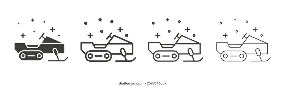 Snowmobile line icon vector illustration set.