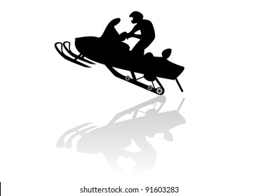 Snowmobile motorbike silhouette illustration background