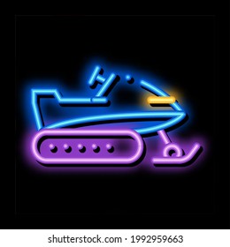 Snowmobile neon light sign vector. Glowing bright icon Snowmobile sign. transparent symbol illustration