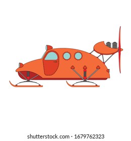 moto de nieve en naranja sobre fondo blanco, ilustración vectorial.