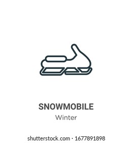 Icono de vector de contorno de Snowmobile. Icono de moto de nieve en línea delgada, ilustración de elemento simple vector plano del concepto de invierno editable trazo aislado en fondo blanco