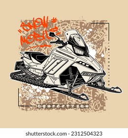 Deporte de carreras Snowmobile, ilustración vectorial