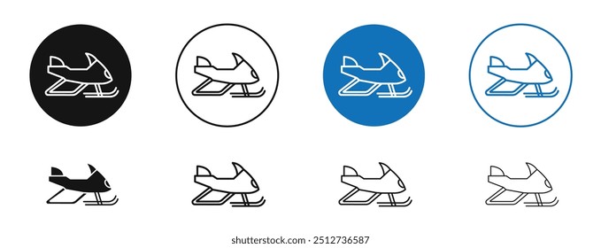 Snowmobile in set in black and blue color