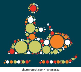 Snowmobile shape vector design by color point