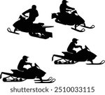 Snowmobile Silhouette on white background	
