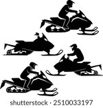 Snowmobile Silhouette on white background	
