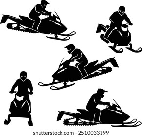 Snowmobile Silhouette on white background	
