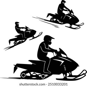 Snowmobile Silhouette on white background	
