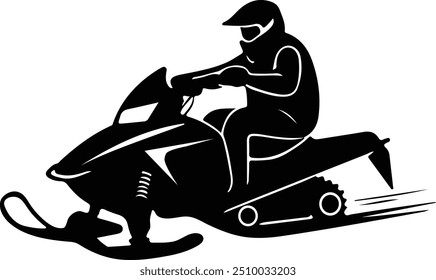 Snowmobile Silhouette on white background	
