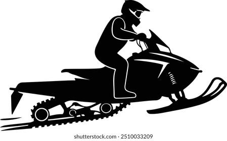 Snowmobile Silhouette on white background	
