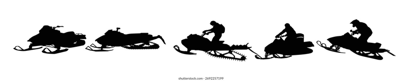 conjunto de silhueta snowmobile do vetor
