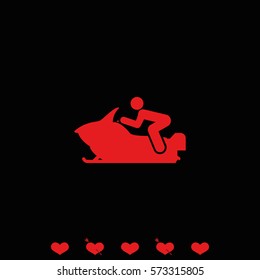 Snowmobile simple flat icon.