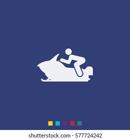 Snowmobile simple flat icon.